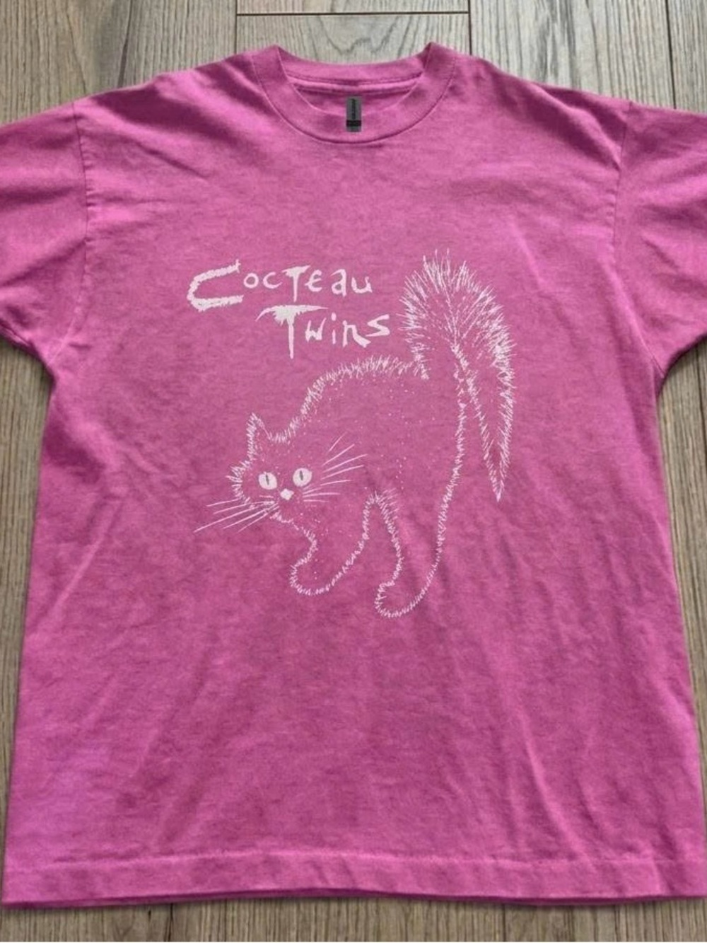 Gildan Pink Cocteau Twins Cat Graphic Tee